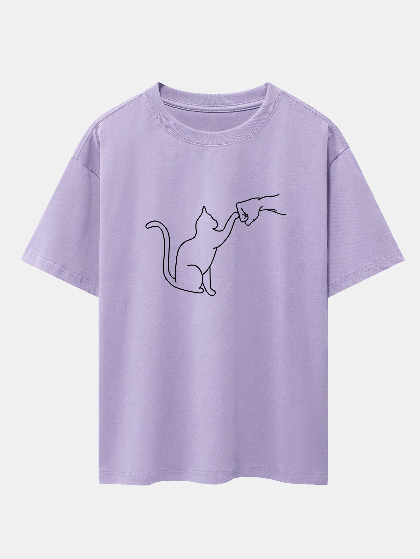 Fist Bump Kat Print Drop Shoulder Oversized T-Shirt