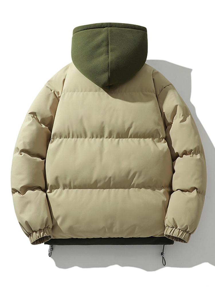 Contrast Zip Up Hooded Pufferjas