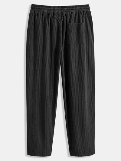 Relax Fit Flannel Plaid Corduroy Patchwork Hooded Shirt & Straight Leg Corduroy Pants