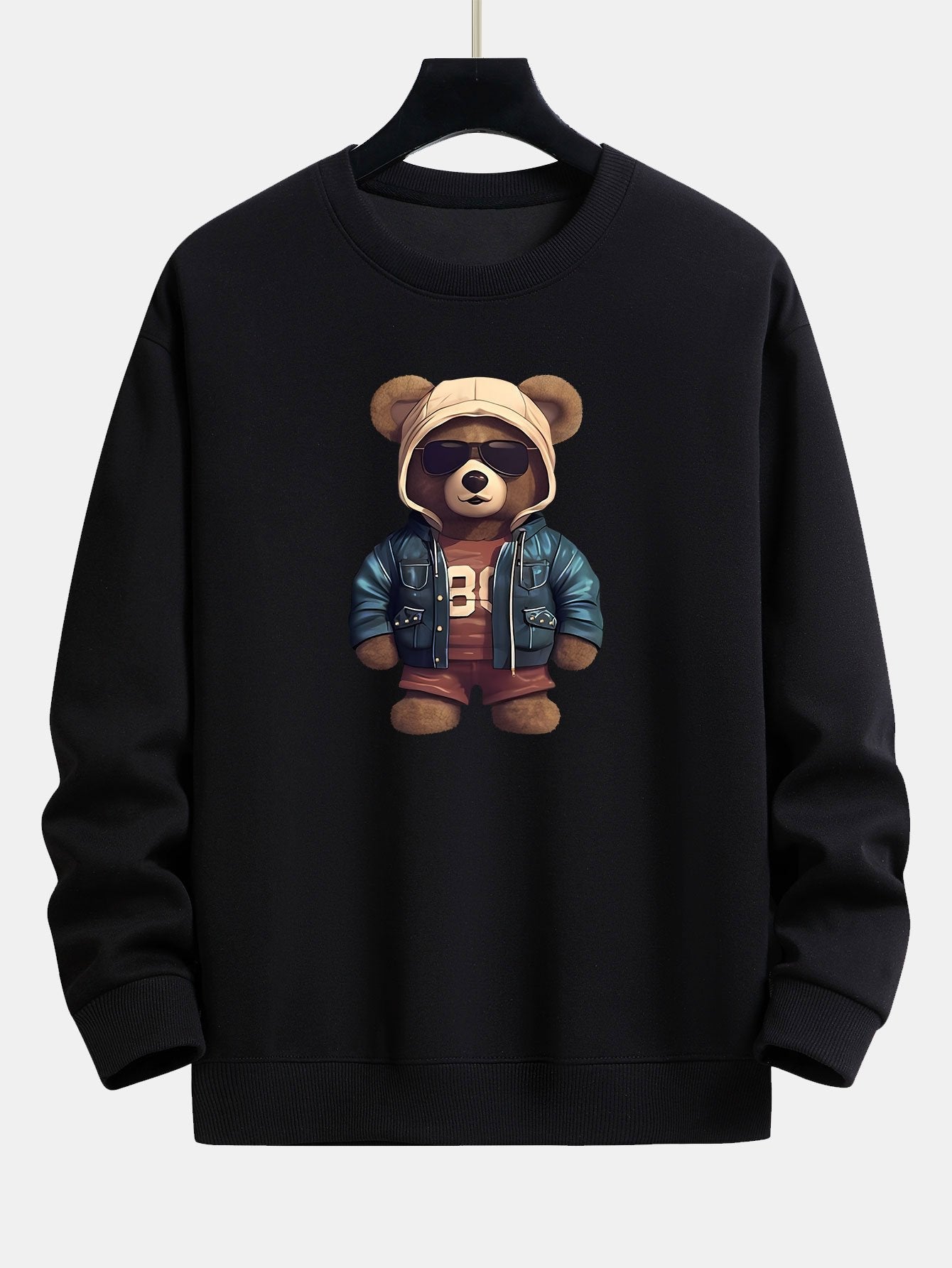 Beer In Leren Jas Print Relax Fit Sweatshirt