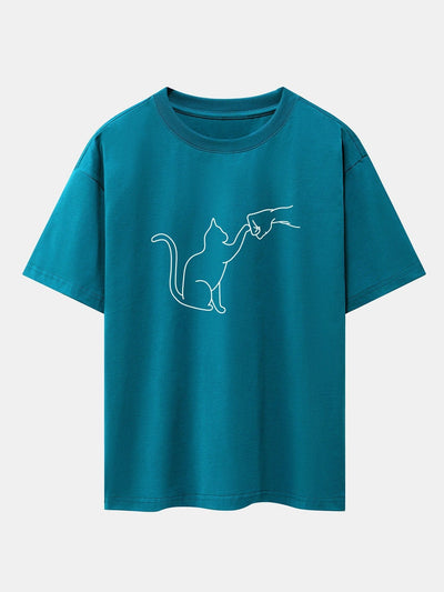 Fist Bump Kat Print Drop Shoulder Oversized T-Shirt