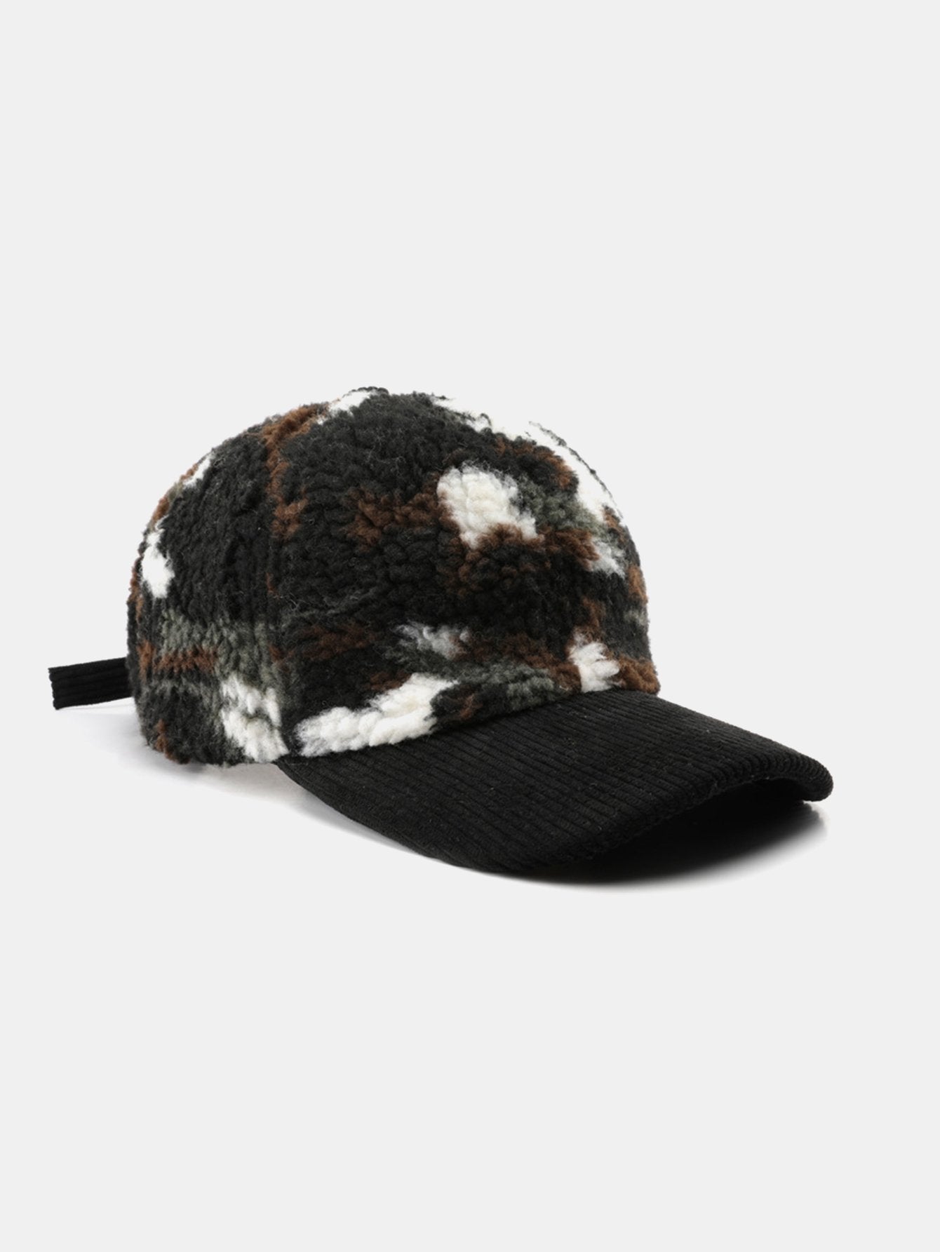 Camouflage Kleurblok Teddy Pluche Baseballpet