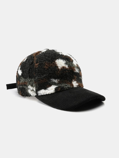 Camouflage Kleurblok Teddy Pluche Baseballpet
