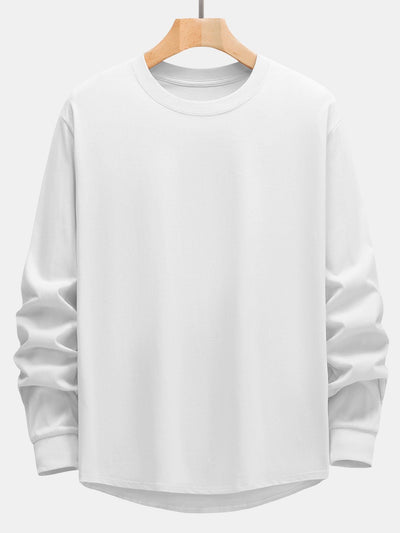Basis Lange Mouwen Zware Kwaliteit Boog Hem T-Shirt