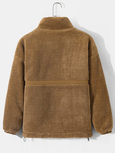 Quilted Lined Teddy Fleece Zip Up Coat