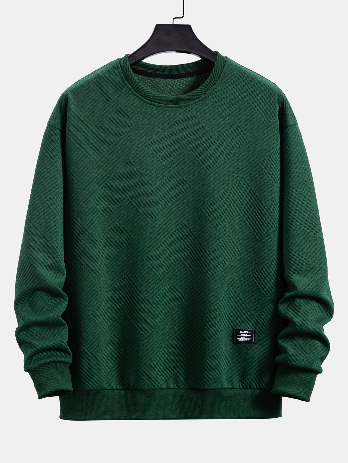 Relax Fit Geometric Striped Sweatshirt & Drawstring Corduroy Cargo Jogger Pants