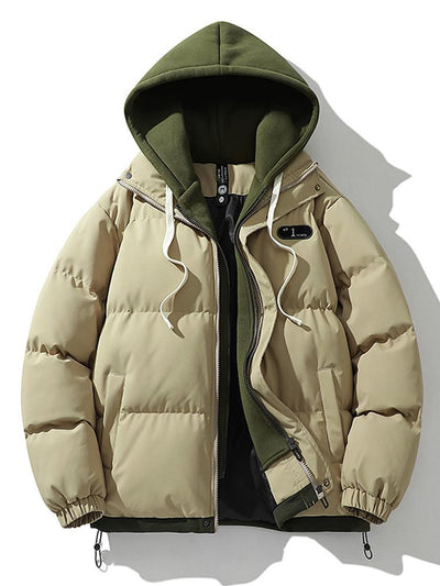 Contrast Zip Up Hooded Pufferjas