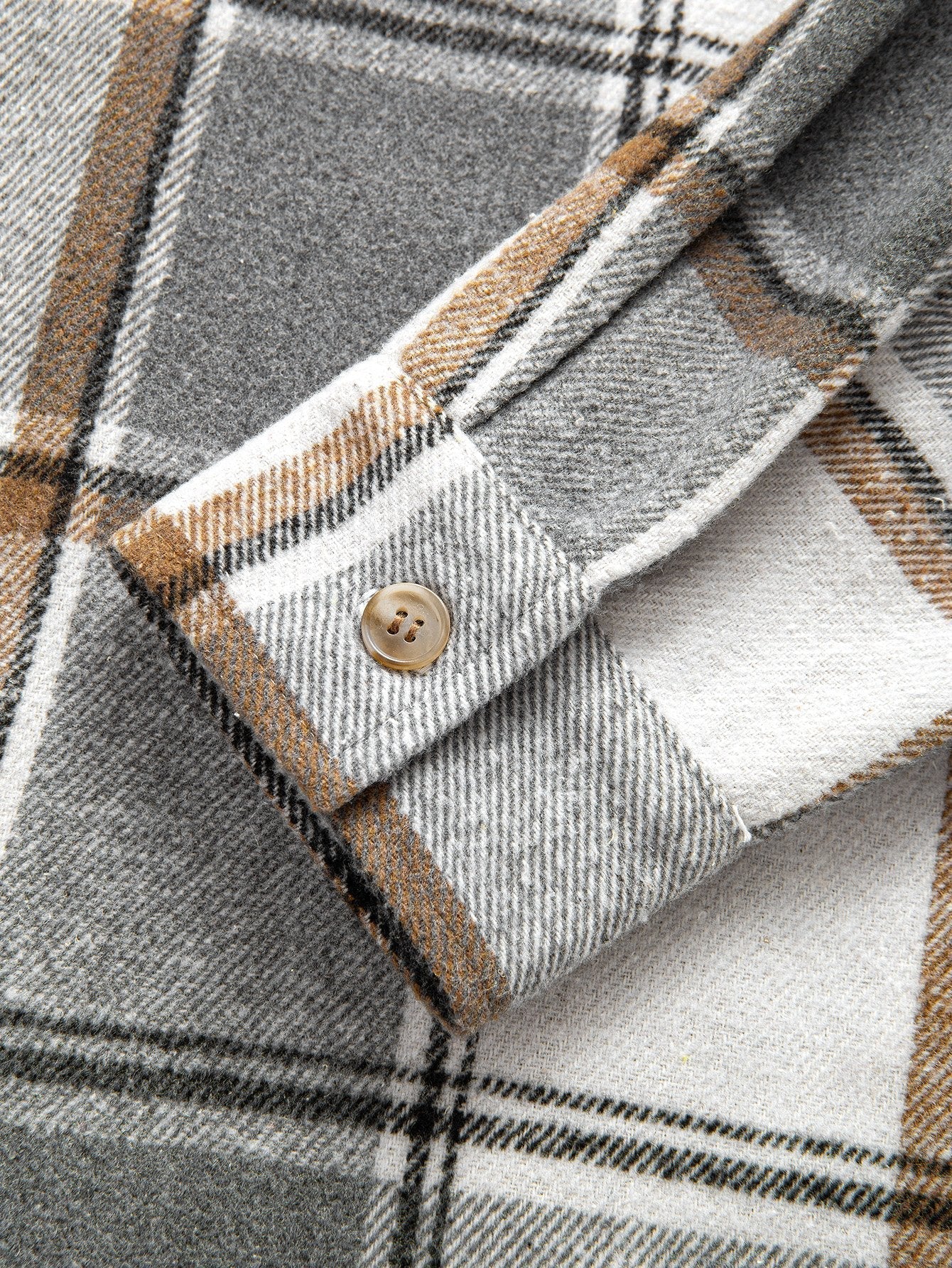 Relax Fit Contrast Corduroy Plaid Hooded Shirt & Drawstring Corduroy Cargo Jogger Pants
