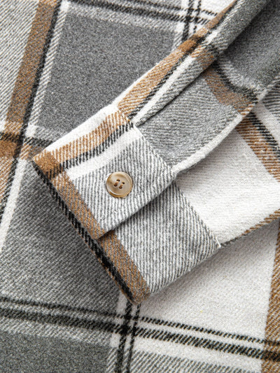Relax Fit Contrast Corduroy Plaid Hooded Shirt & Drawstring Corduroy Cargo Jogger Pants