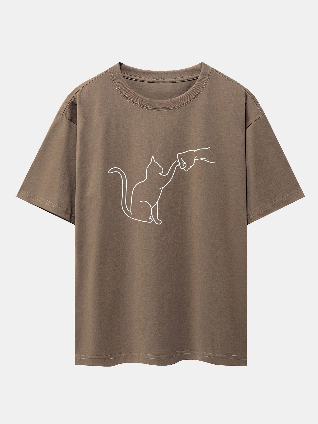 Fist Bump Kat Print Drop Shoulder Oversized T-Shirt