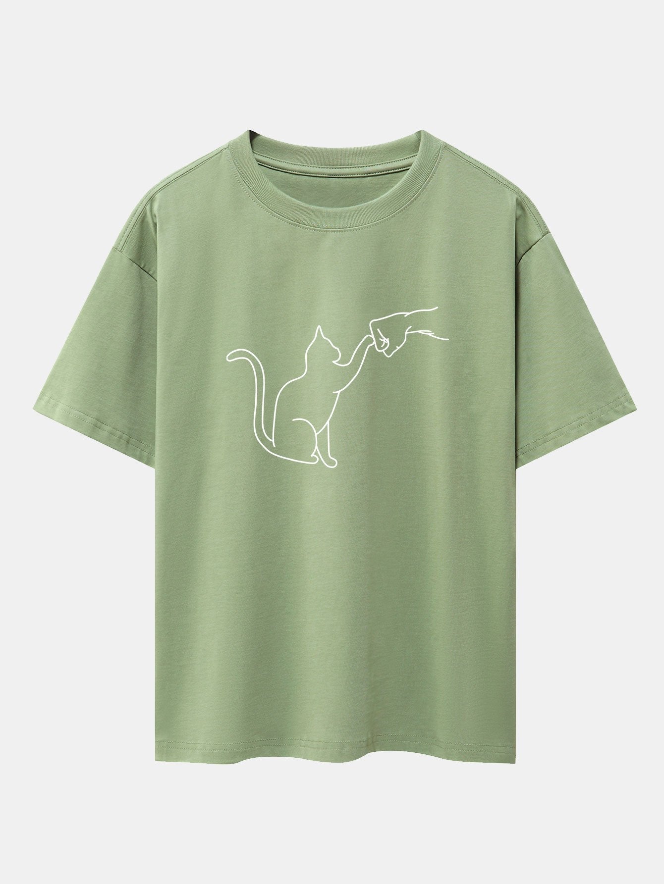 Fist Bump Kat Print Drop Shoulder Oversized T-Shirt