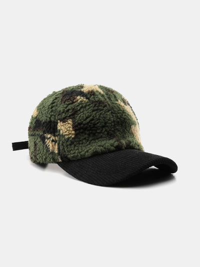 Camouflage Kleurblok Teddy Pluche Baseballpet