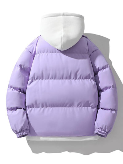 Contrast Zip Up Hooded Pufferjas