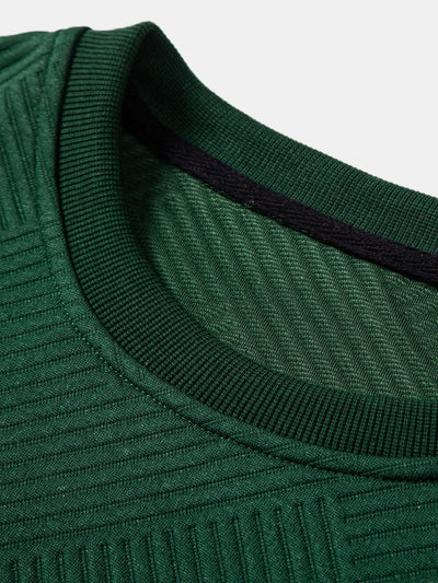 Relax Fit Geometric Striped Sweatshirt & Drawstring Corduroy Cargo Jogger Pants