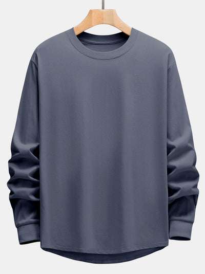 Basis Lange Mouwen Zware Kwaliteit Boog Hem T-Shirt