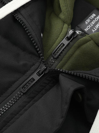Contrast Zip Up Hooded Pufferjas