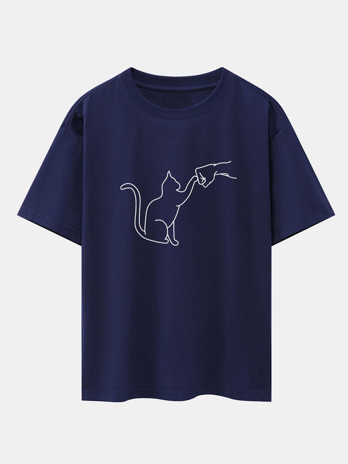 Fist Bump Kat Print Drop Shoulder Oversized T-Shirt