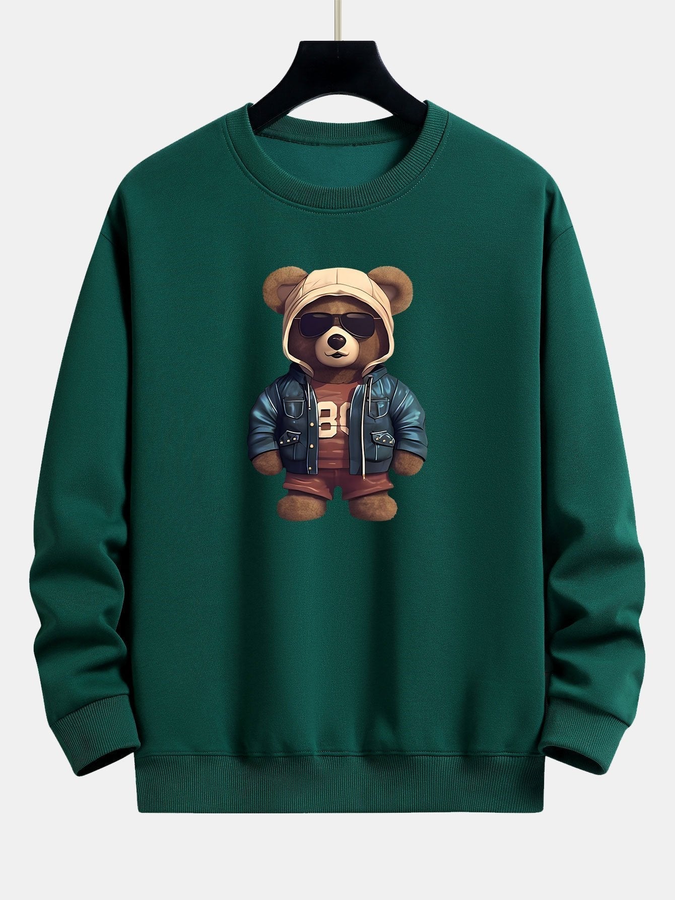 Beer In Leren Jas Print Relax Fit Sweatshirt