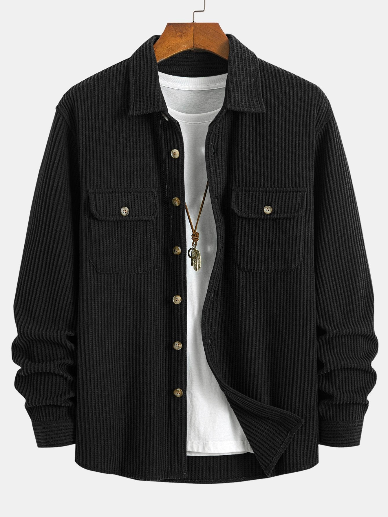 Dubbel Pocket Wafel Knop Shirt