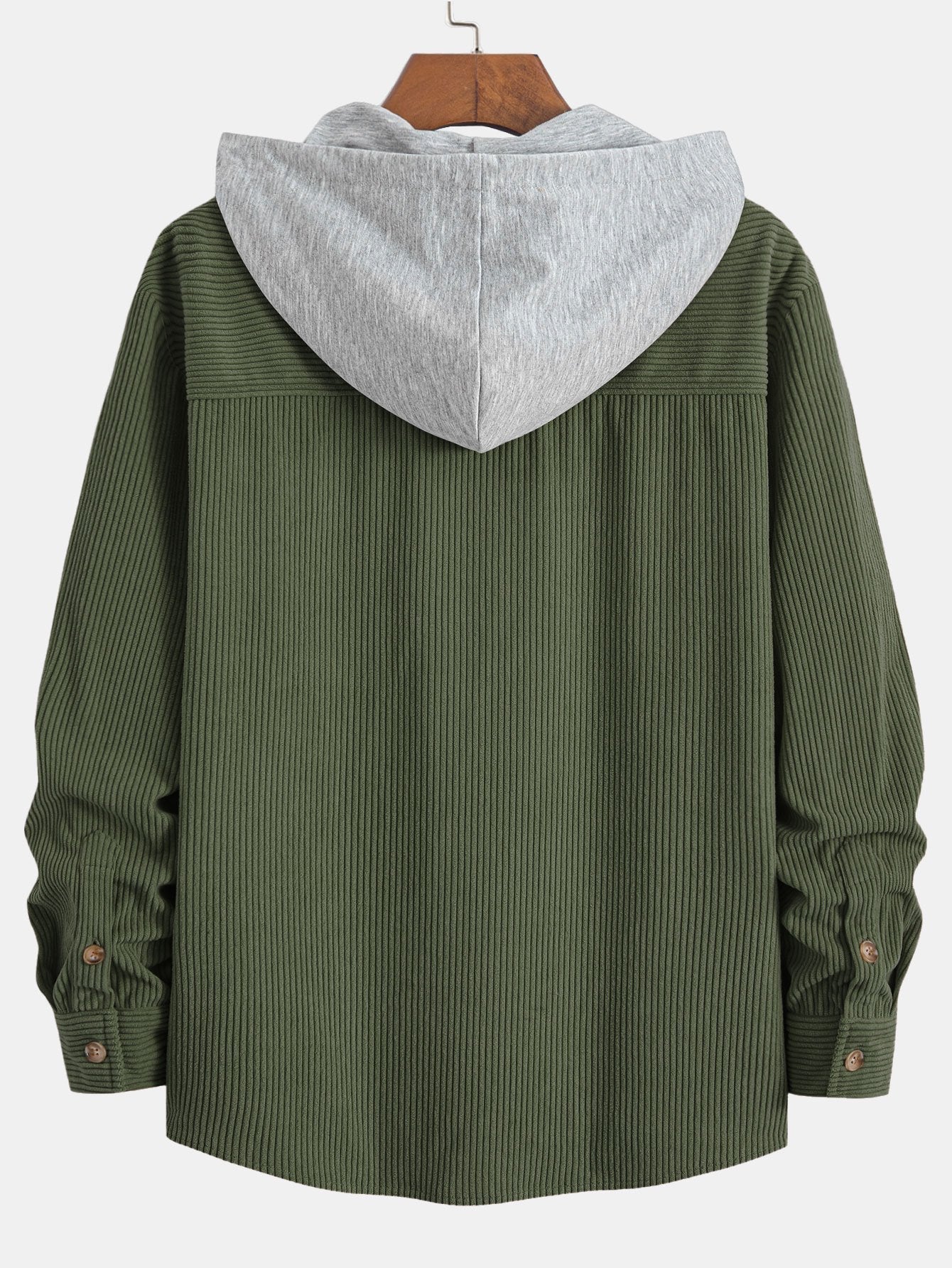 Contrast Corduroy Hoodie Shirt