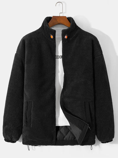 Quilted Lined Teddy Fleece Zip Up Coat