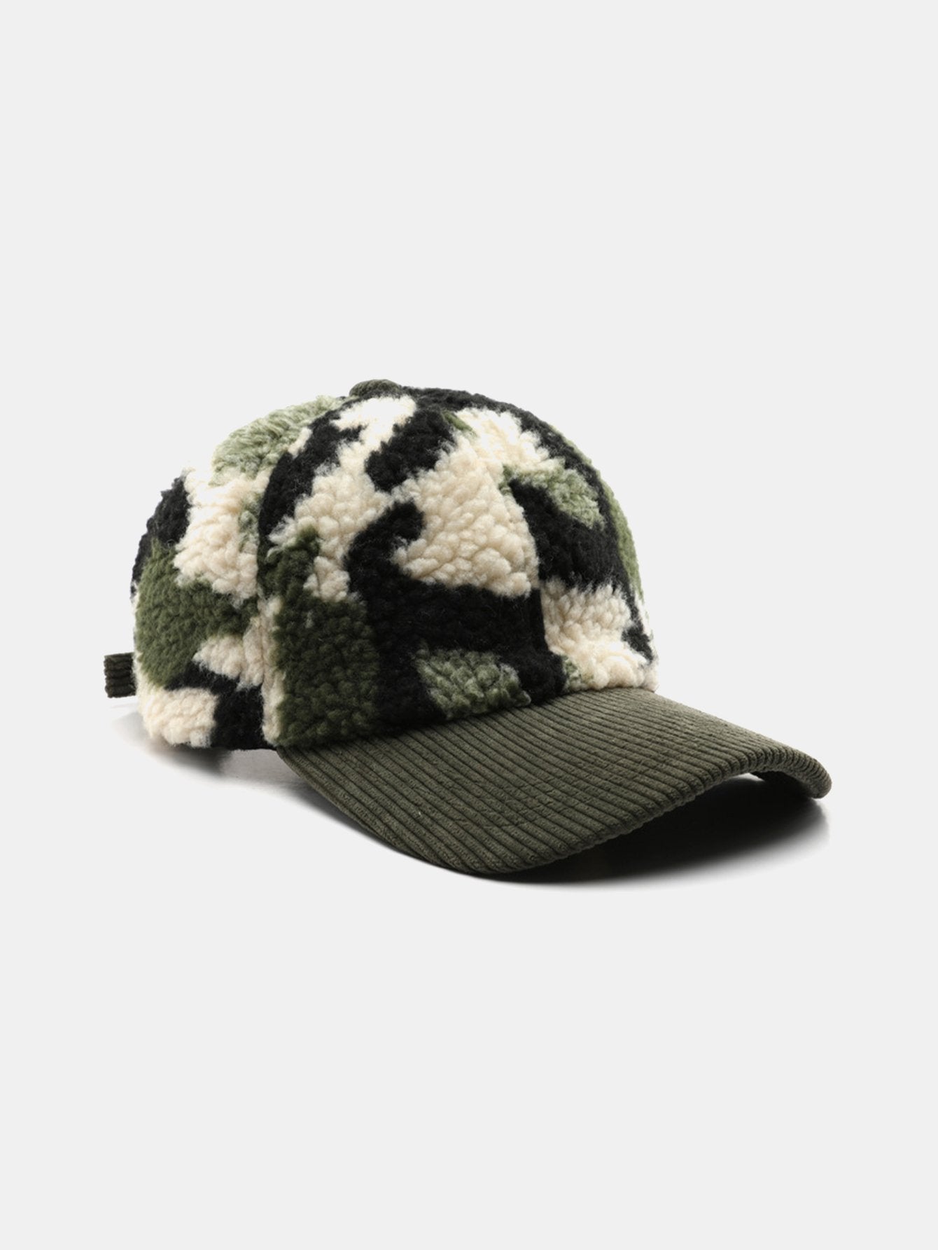 Camouflage Kleurblok Teddy Pluche Baseballpet