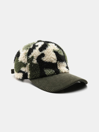 Camouflage Kleurblok Teddy Pluche Baseballpet