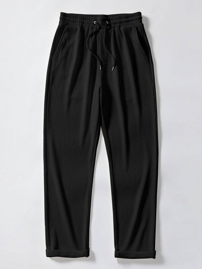 Short Sleeved V-Neck Ribbed Polo & Straight Leg Ribbed Pants