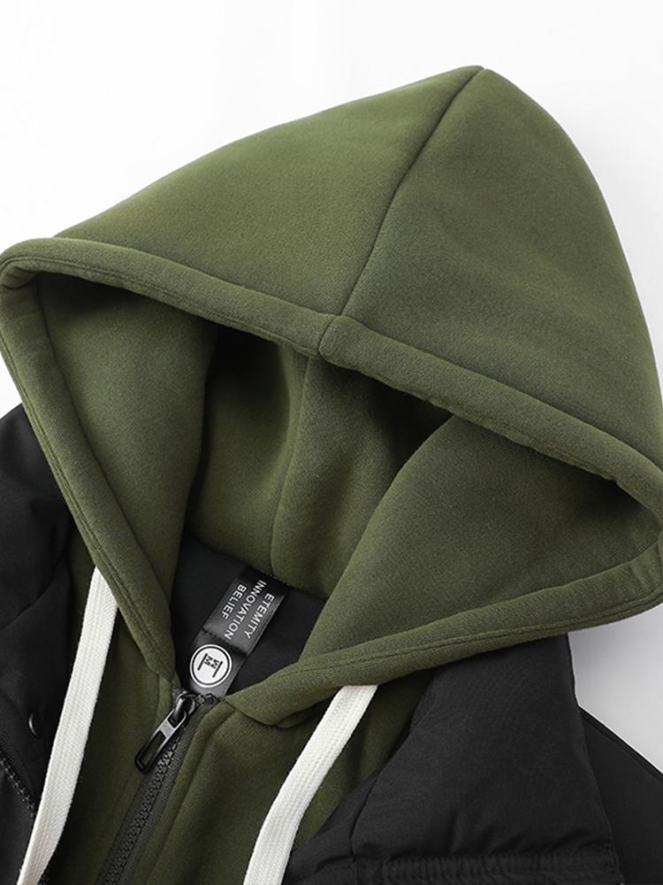 Contrast Zip Up Hooded Pufferjas