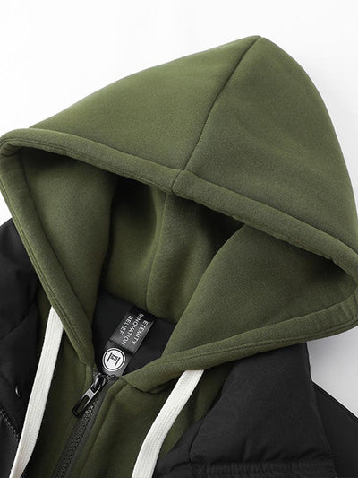 Contrast Zip Up Hooded Pufferjas