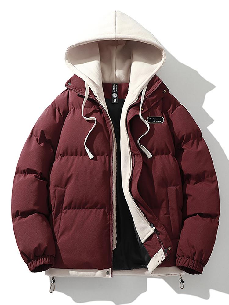Contrast Zip Up Hooded Pufferjas