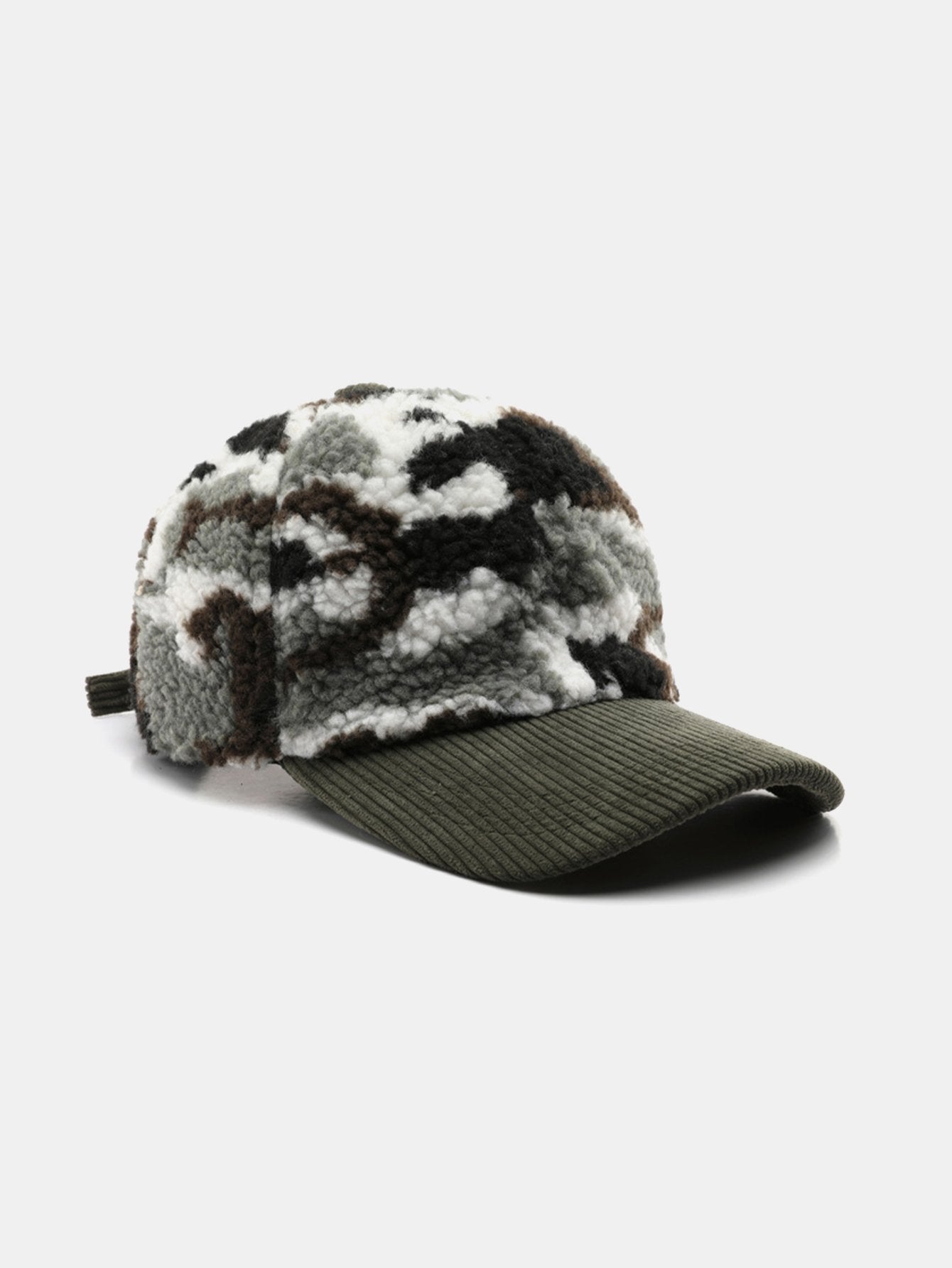 Camouflage Kleurblok Teddy Pluche Baseballpet