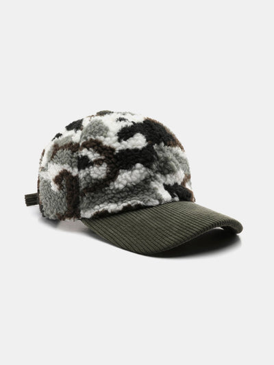 Camouflage Kleurblok Teddy Pluche Baseballpet