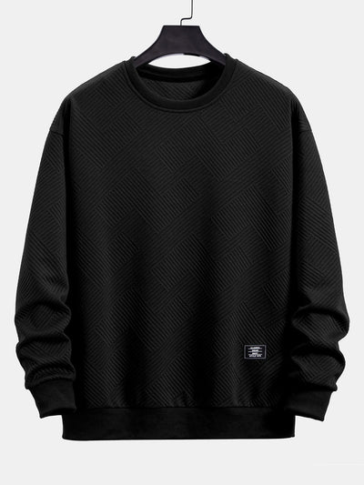 Relax Fit Geometric Striped Sweatshirt & Drawstring Corduroy Cargo Jogger Pants