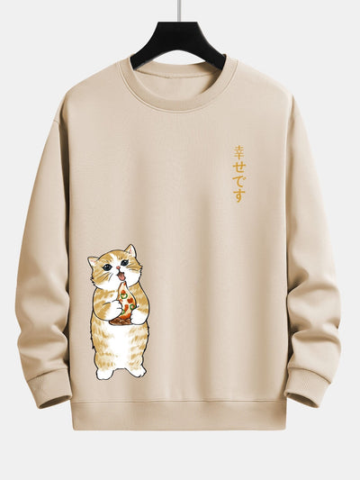 Kat Eet Pizza Print Relax Fit Sweatshirt