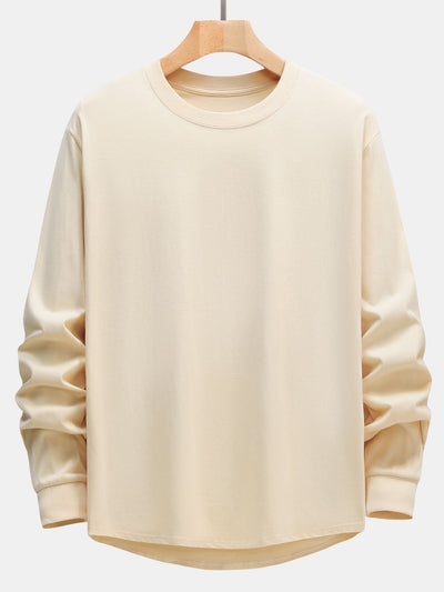 Basis Lange Mouwen Zware Kwaliteit Boog Hem T-Shirt