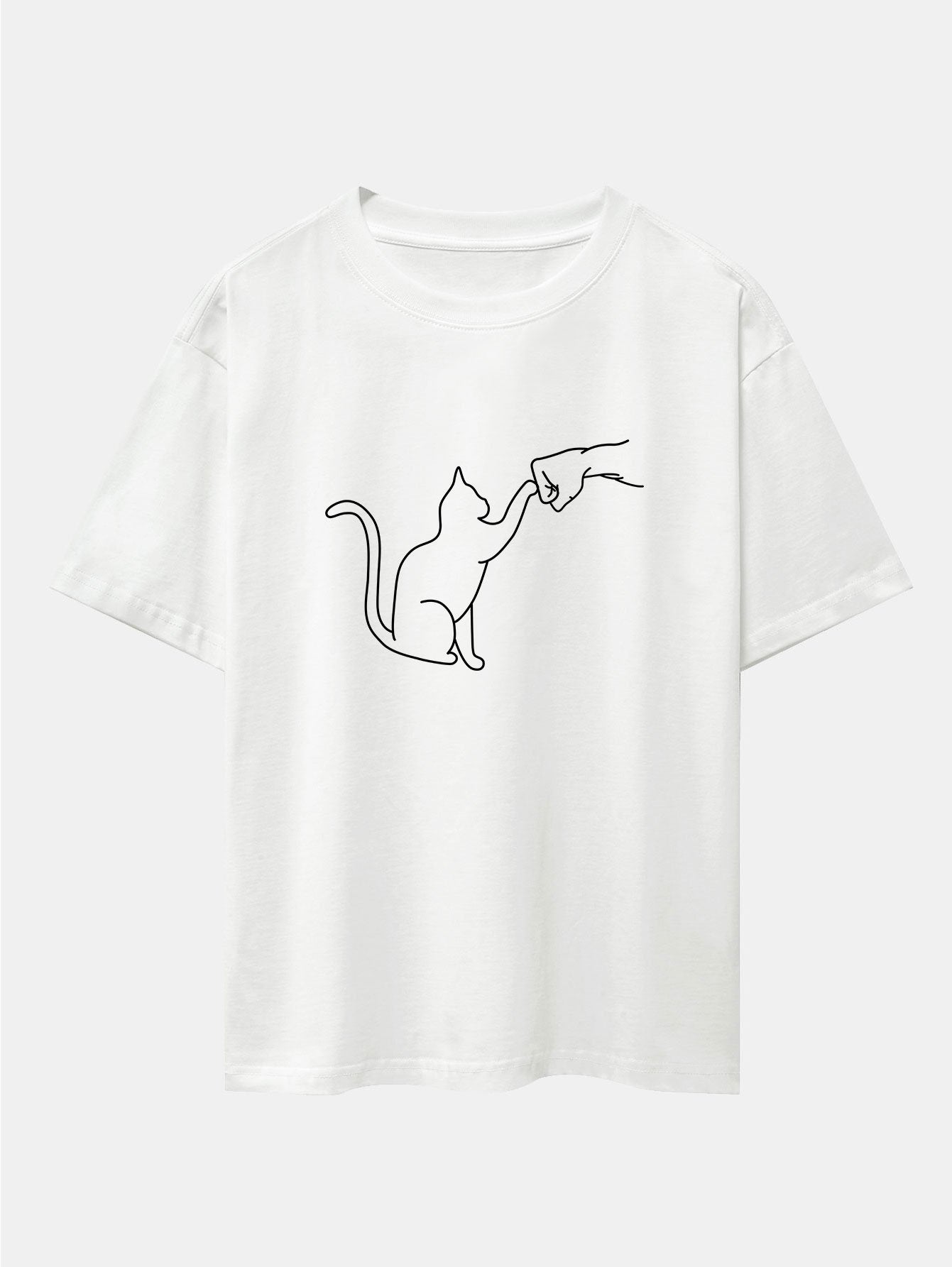 Fist Bump Kat Print Drop Shoulder Oversized T-Shirt