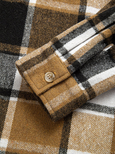 Relax Fit Corduroy Plaid Hooded Shirt & Drawstring Corduroy Cargo Jogger Pants
