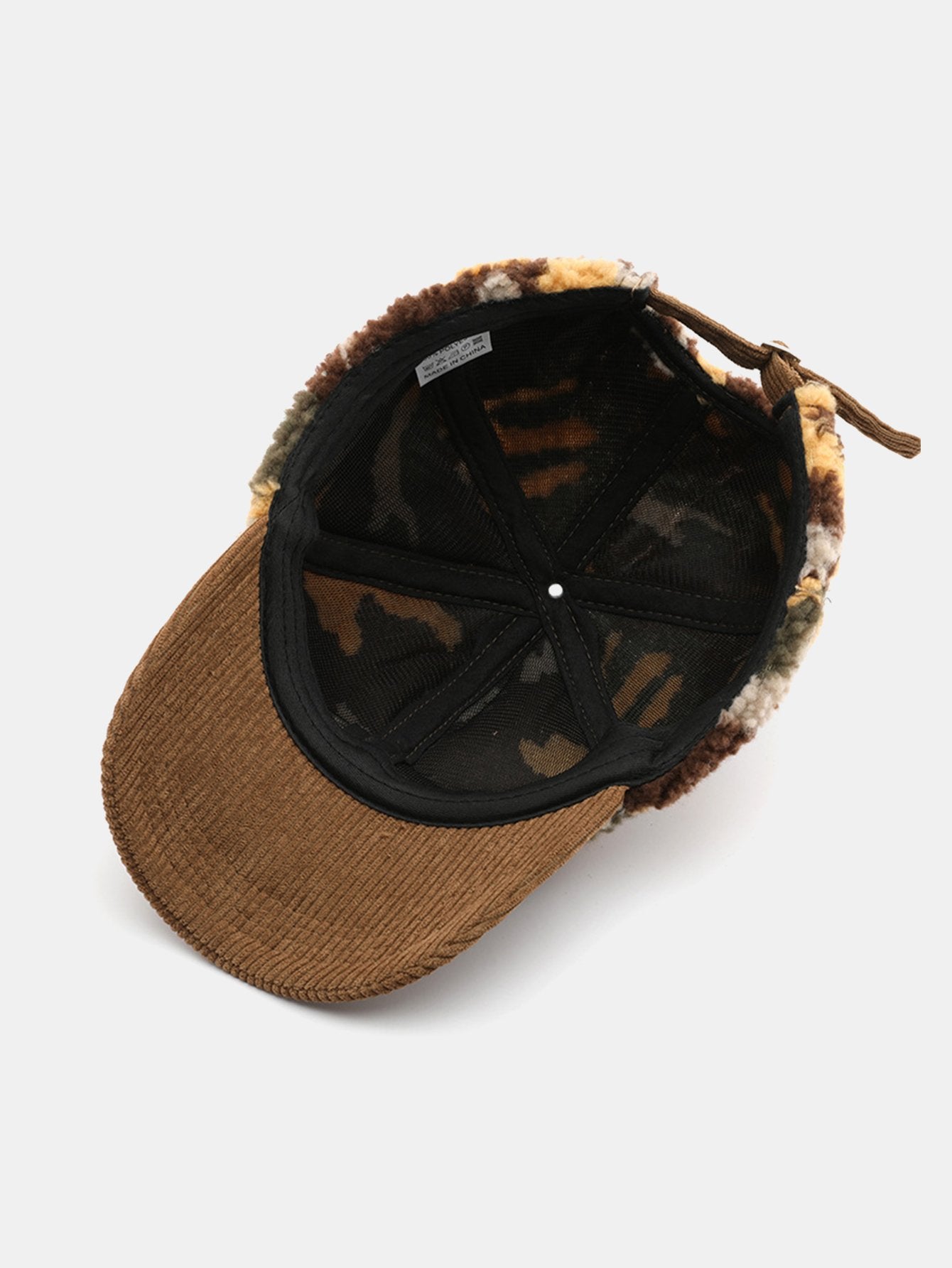 Camouflage Kleurblok Teddy Pluche Baseballpet