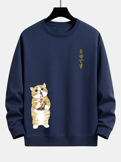 Kat Eet Pizza Print Relax Fit Sweatshirt