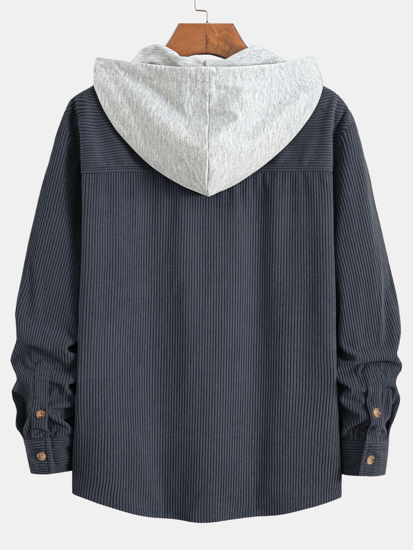 Contrast Corduroy Hoodie Shirt