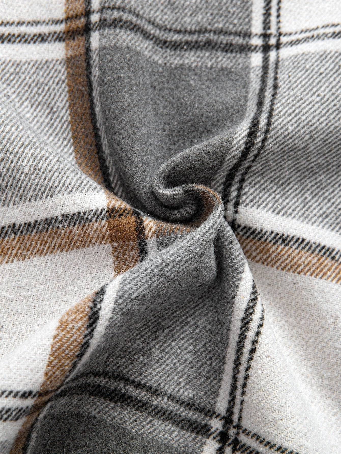 Relax Fit Contrast Corduroy Plaid Hooded Shirt & Drawstring Corduroy Cargo Jogger Pants