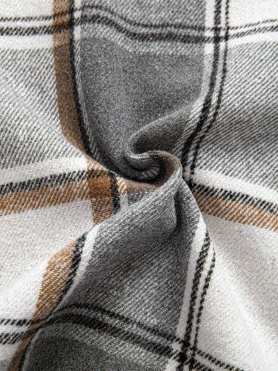 Relax Fit Contrast Corduroy Plaid Hooded Shirt & Drawstring Corduroy Cargo Jogger Pants