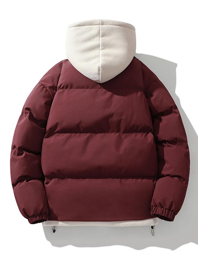 Contrast Zip Up Hooded Pufferjas