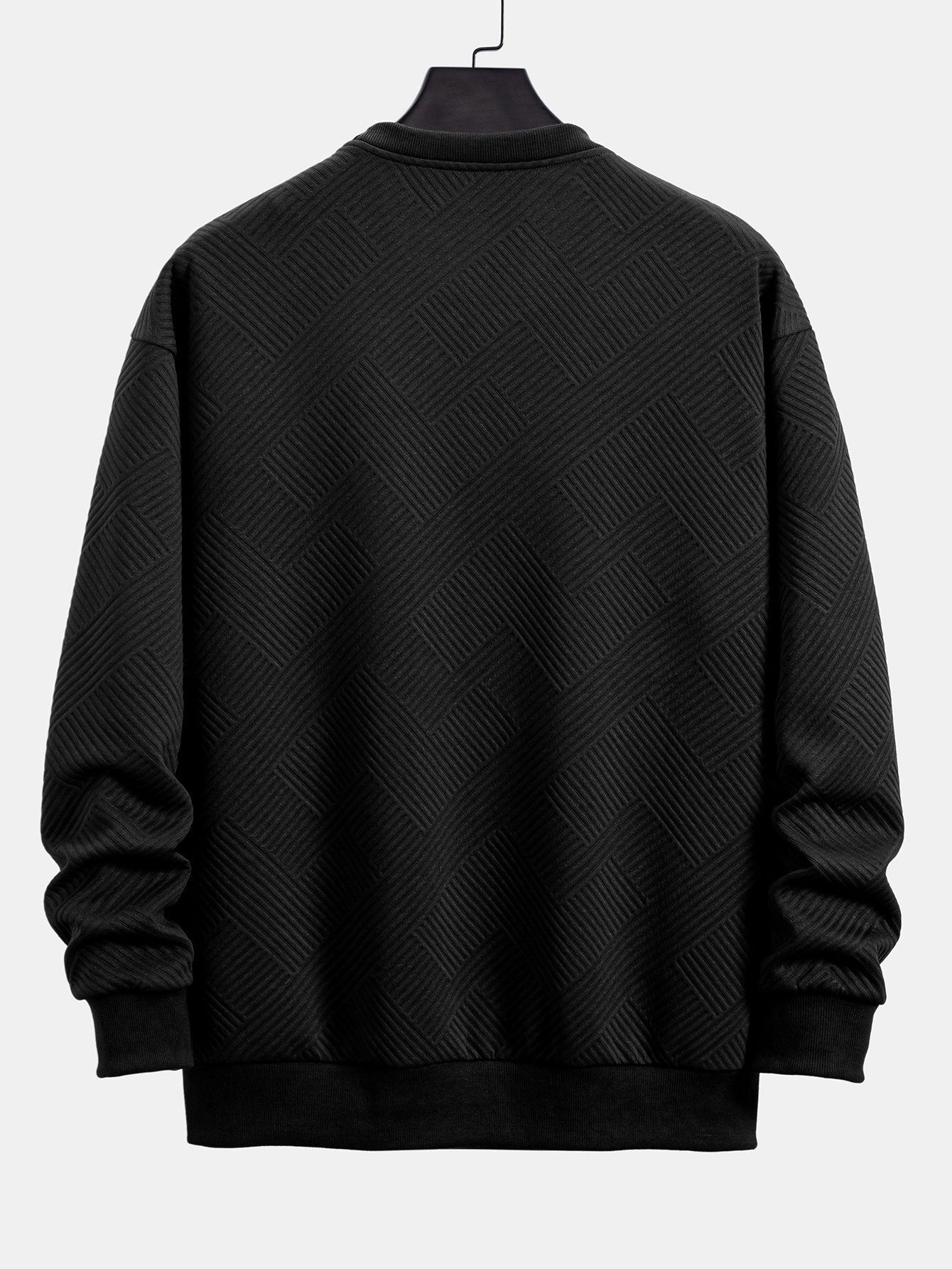 Relax Fit Geometric Striped Sweatshirt & Drawstring Corduroy Cargo Jogger Pants
