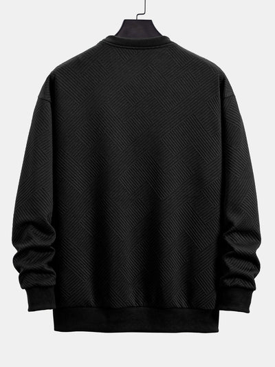 Relax Fit Geometric Striped Sweatshirt & Drawstring Corduroy Cargo Jogger Pants