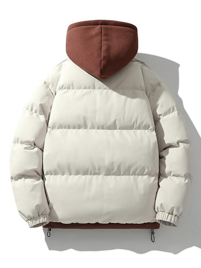 Contrast Zip Up Hooded Pufferjas