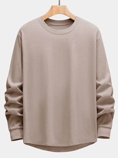 Basis Lange Mouwen Zware Kwaliteit Boog Hem T-Shirt