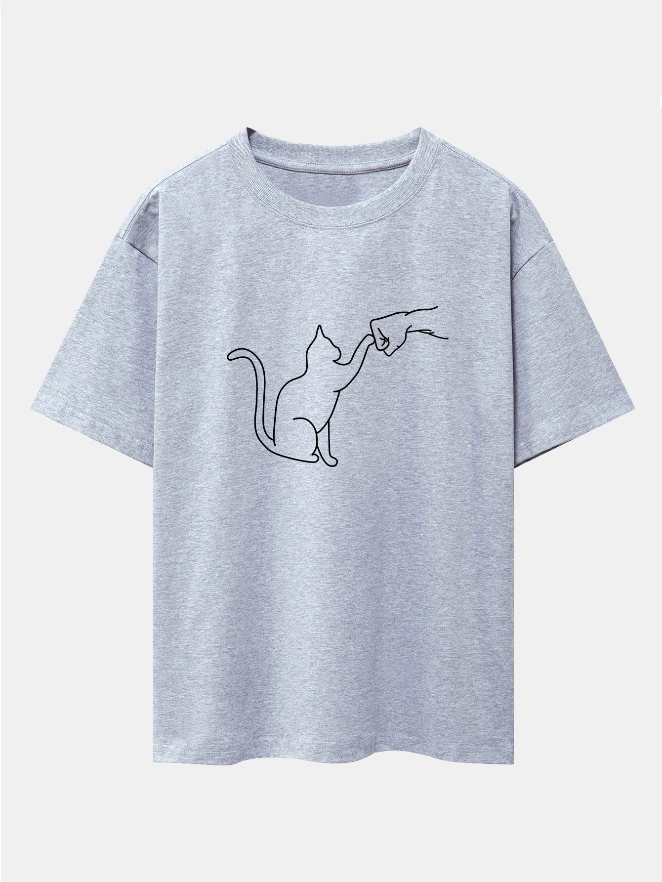 Fist Bump Kat Print Drop Shoulder Oversized T-Shirt