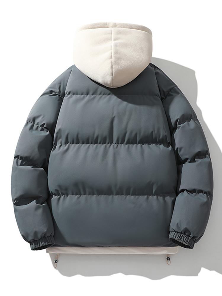 Contrast Zip Up Hooded Pufferjas